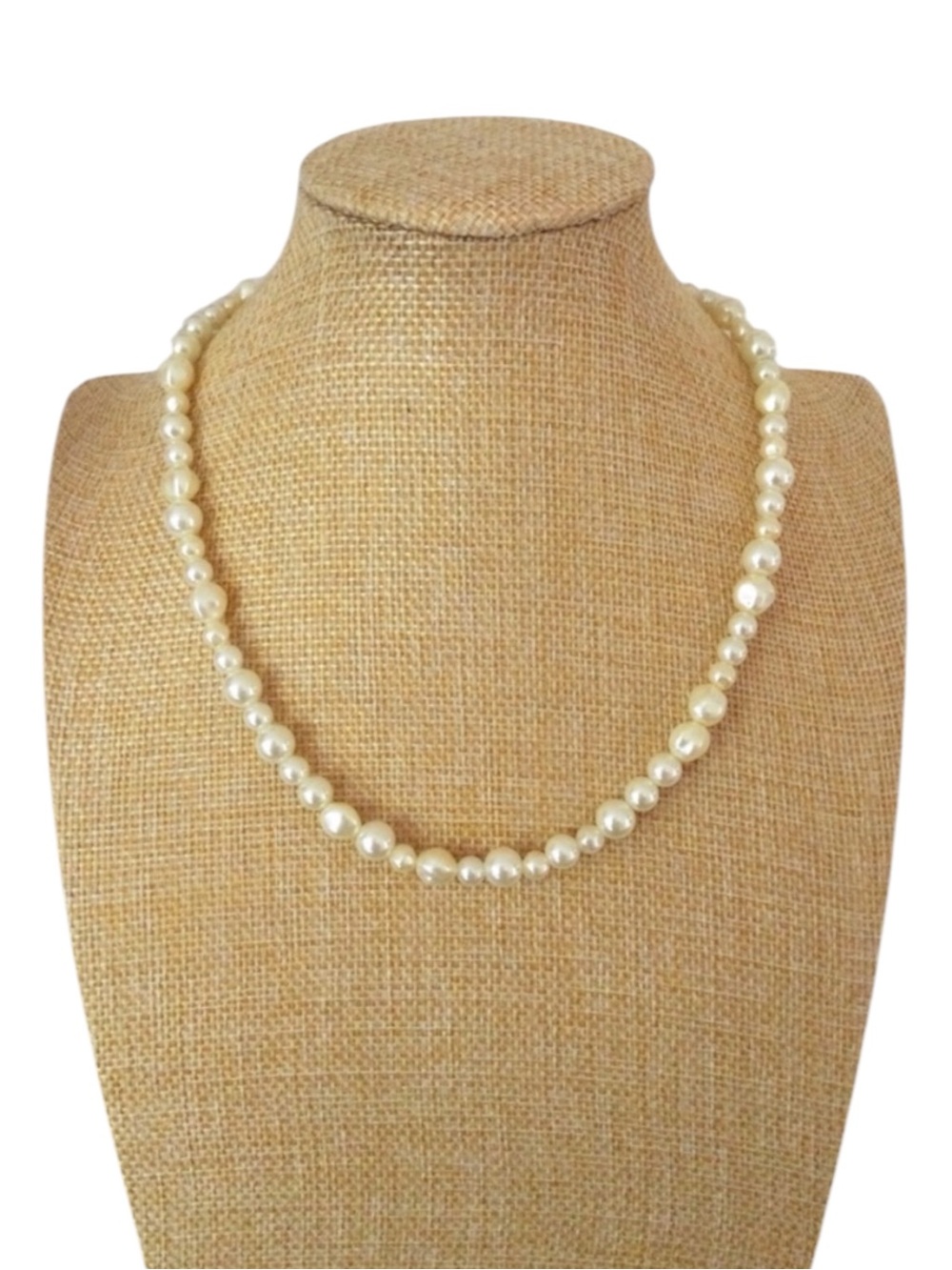 Vintage AVON SAC Silver-Tone Faux Baroque Pearl Necklace - Picture 10 of 15